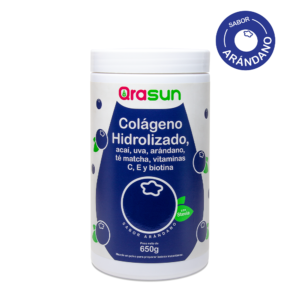 colágeno hidrolizado + vitamina c, e y biotina (sabor arándano) pote x 650 g (polvo) qrasun